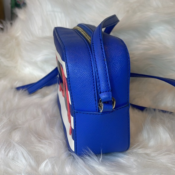 Kate Spade Sunglasses Novelty Bag and wallet Blue and White Striped Bag Set EUC